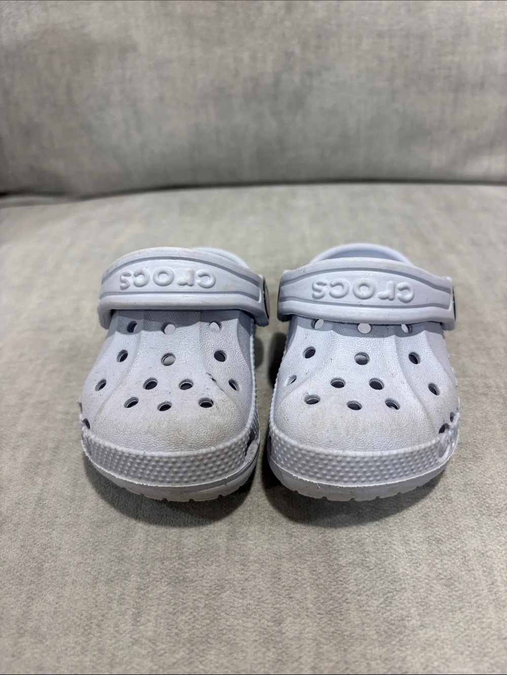 CROCS Kids Light Grey Classic Clog with Heel Strap